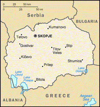 [Country map of Macedonia, The Former Yugoslav Republic of]