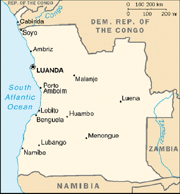 [Country map of Angola]