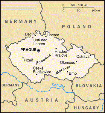 [Country map of Czech Republic]