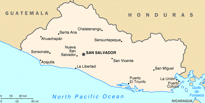[Country map of El Salvador]