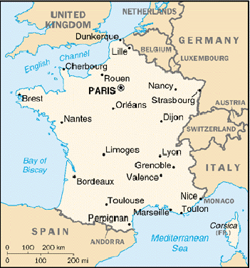 [Country map of France]
