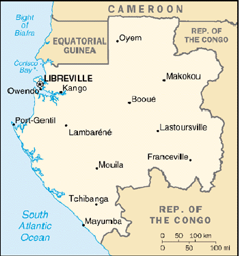 [Country map of Gabon]