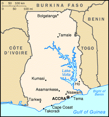 [Country map of Ghana]