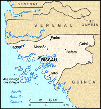 [Country map of Guinea-Bissau]