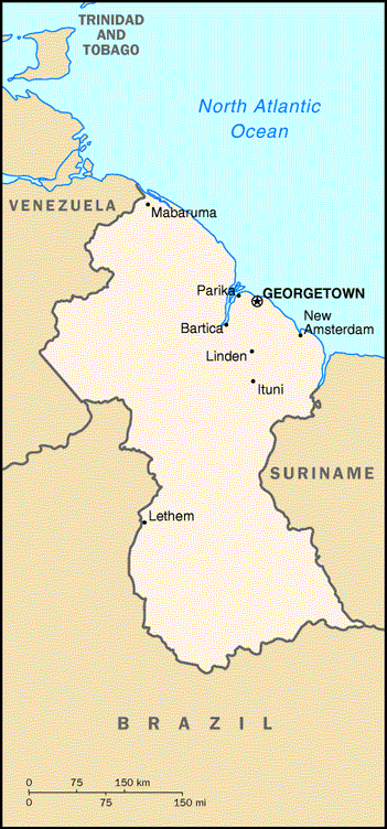 [Country map of Guyana]