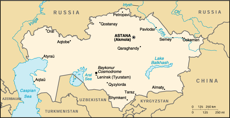 [Country map of Kazakhstan]