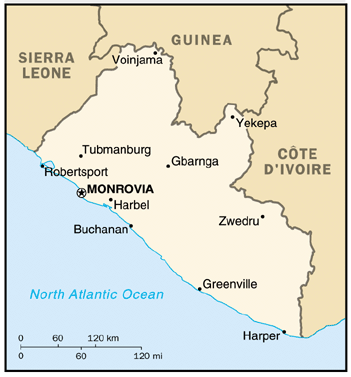 [Country map of Liberia]