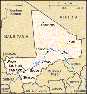[Country map of Mali]