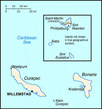 [Country map of Netherlands Antilles]