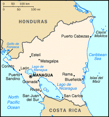 [Country map of Nicaragua]