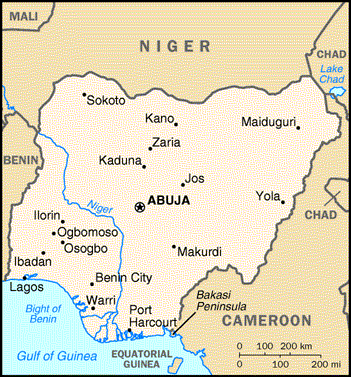 [Country map of Nigeria]
