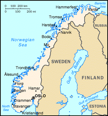 [Country map of Norway]
