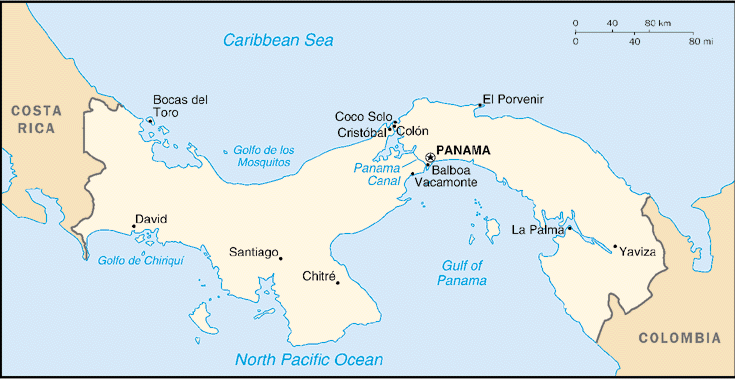 [Country map of Panama]