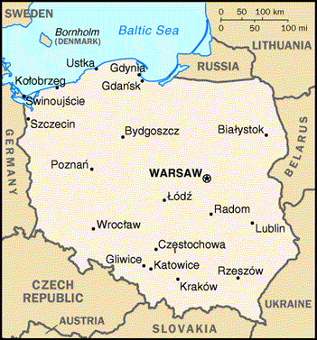 [Country map of Poland]