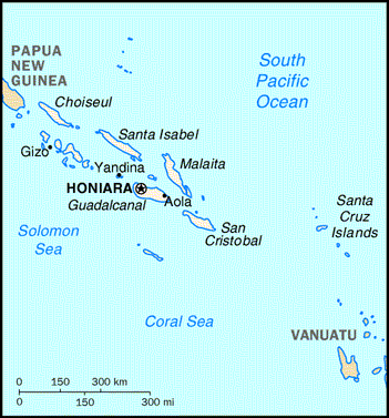 [Country map of Solomon Islands]
