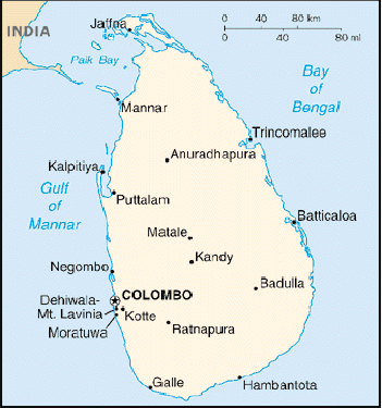 [Country map of Sri Lanka]