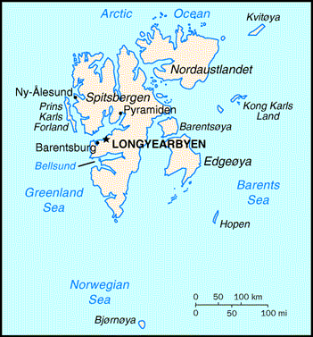 [Country map of Svalbard]