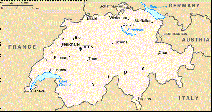 [Country map of Switzerland]