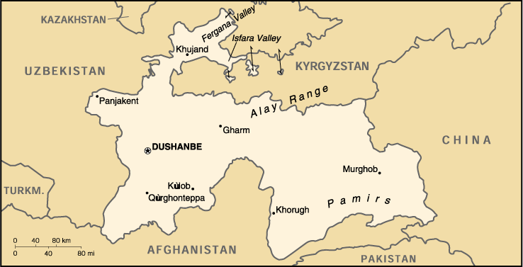 [Country map of Tajikistan]