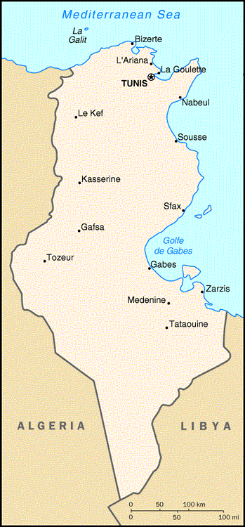 [Country map of Tunisia]