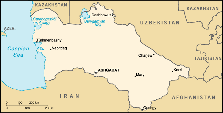 [Country map of Turkmenistan]