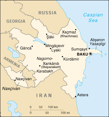 [Country map of Azerbaijan]