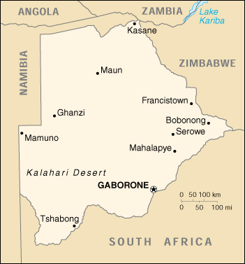 [Country map of Botswana]