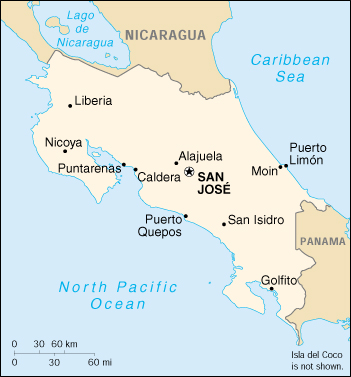 [Country map of Costa Rica]