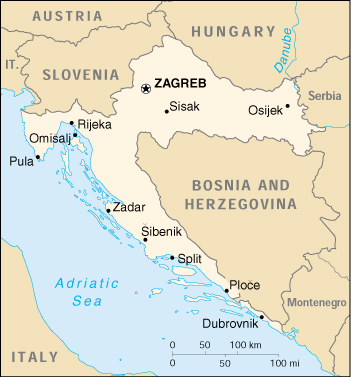 [Country map of Croatia]