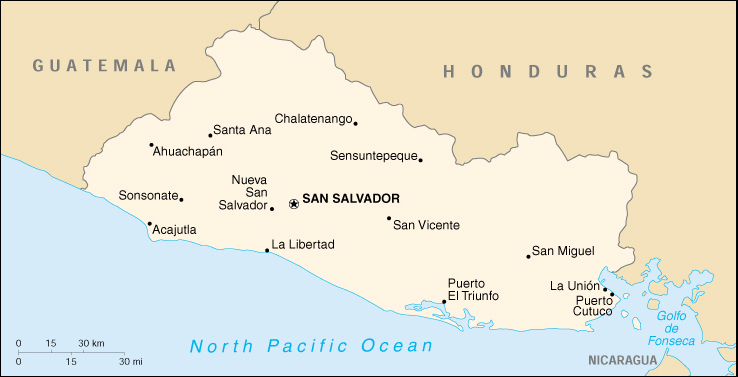 [Country map of El Salvador]