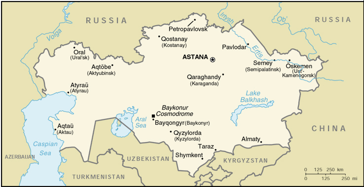 [Country map of Kazakhstan]