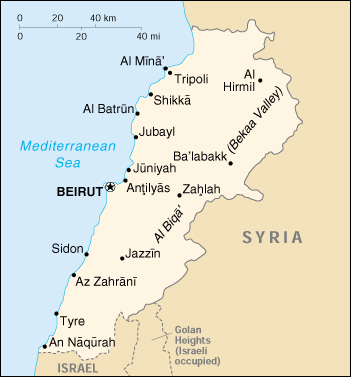 [Country map of Lebanon]