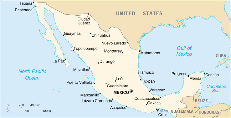 [Country map of Mexico]