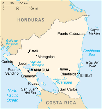 [Country map of Nicaragua]