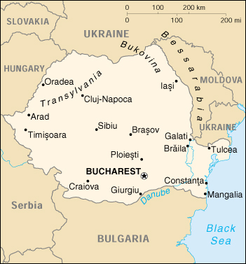 [Country map of Romania]