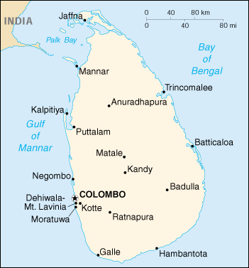 [Country map of Sri Lanka]