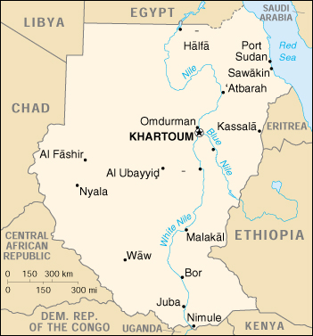 [Country map of Sudan]