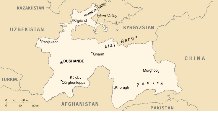 [Country map of Tajikistan]