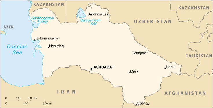 [Country map of Turkmenistan]