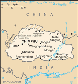 Map of Bhutan