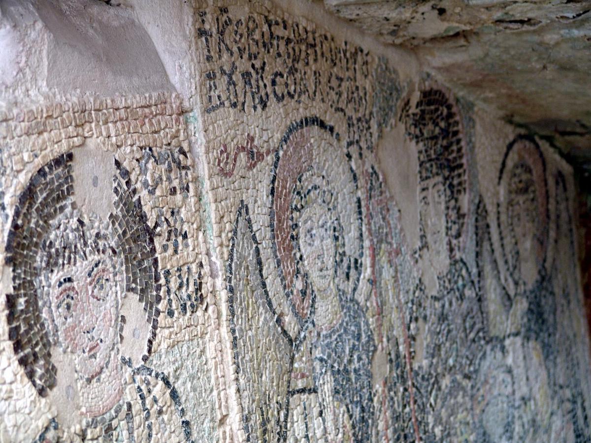 Mosaics in the Durres Amphitheater. Constructed in the 2nd century A.D., the structure could seat 20,000 people. First discovered in the late 1900's, the amphitheater is only half unearthed.