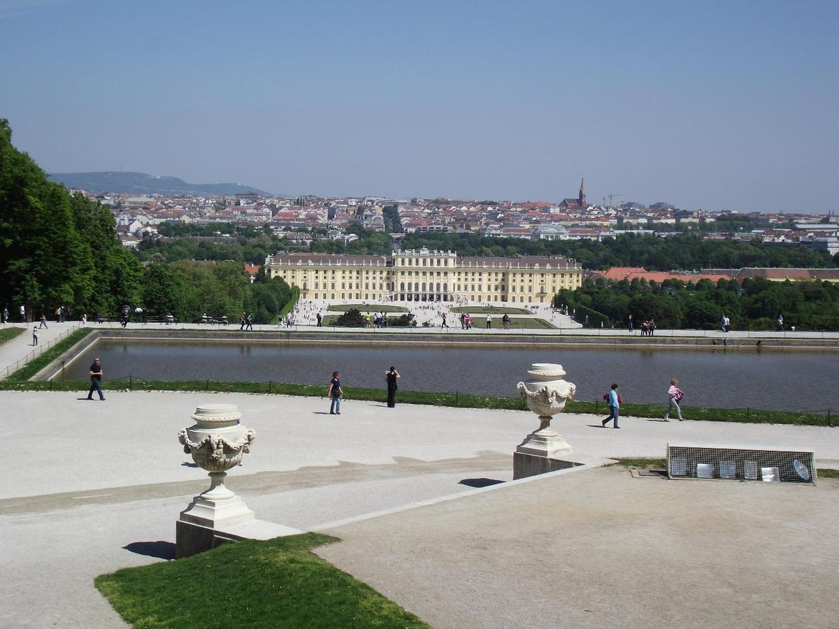 View of Shoenbrunn Palace as seen from the Gloriette.