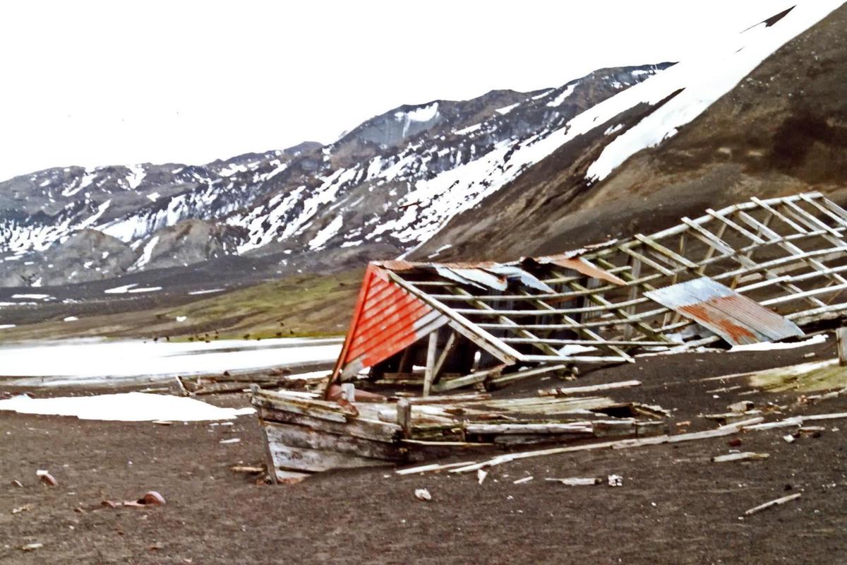 The remains of a whaling station. During the 19th and first half of the 20th centuries, whaling ships used such stations to process whale carcasses. The stations had living accommodations and support services - movies, libraries, shops, and even illicit ways of producing alcoholic beverages. Some stations had hospitals. Once whaling oil prices dropped, most of the whaling stations were abandoned.