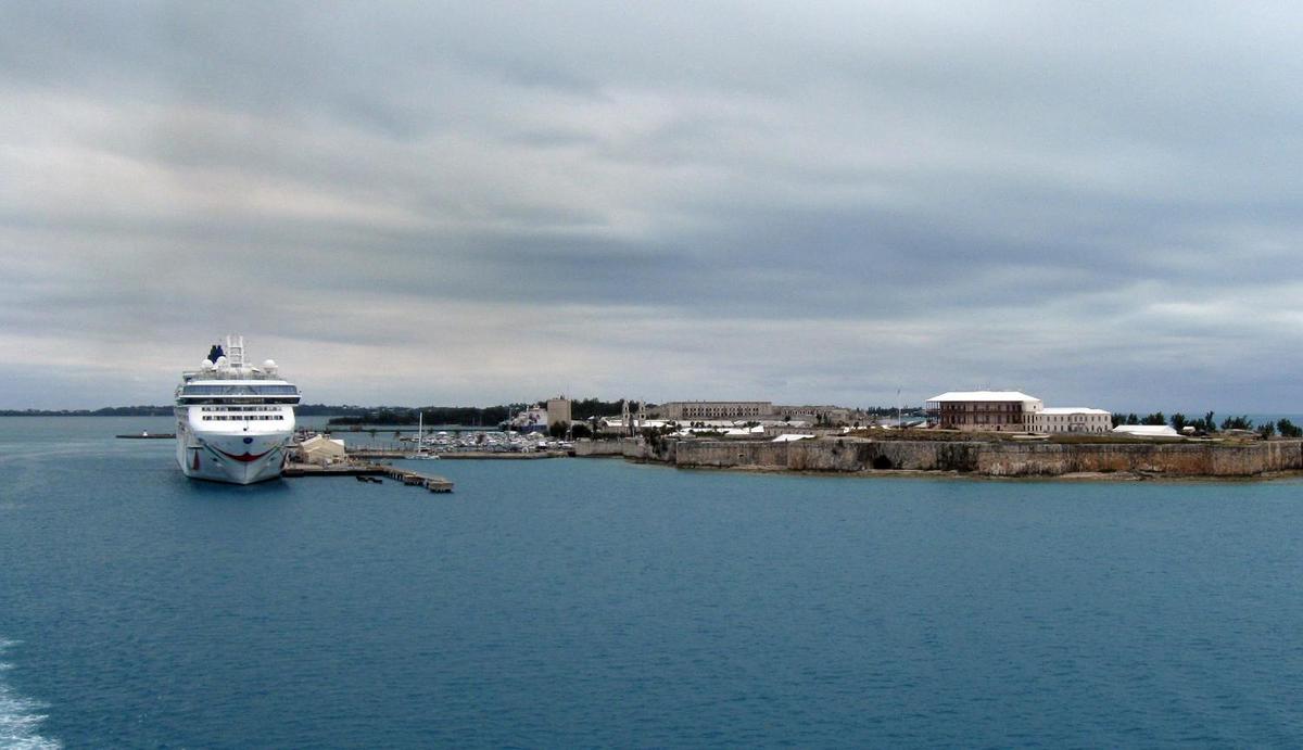 Cruise ship at King's Wharf on North Ireland Island near the Royal Navy Dockyard.