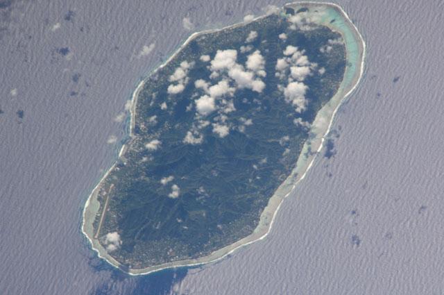 Rarotonga is the largest and most populous of the Cook Islands. Image courtesy of NASA.