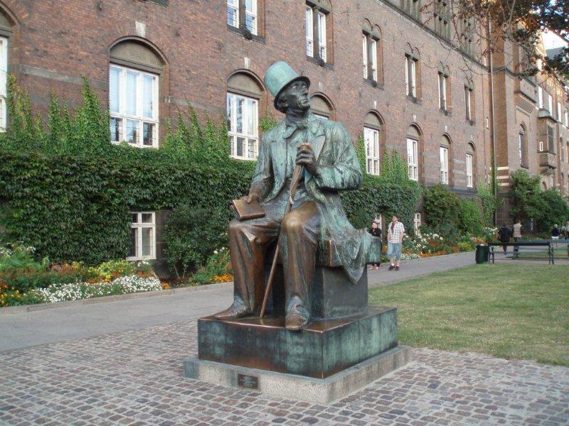 Statue of Denmark's most beloved author, Hans Christian Andersen, in the town hall square in Copenhagen.