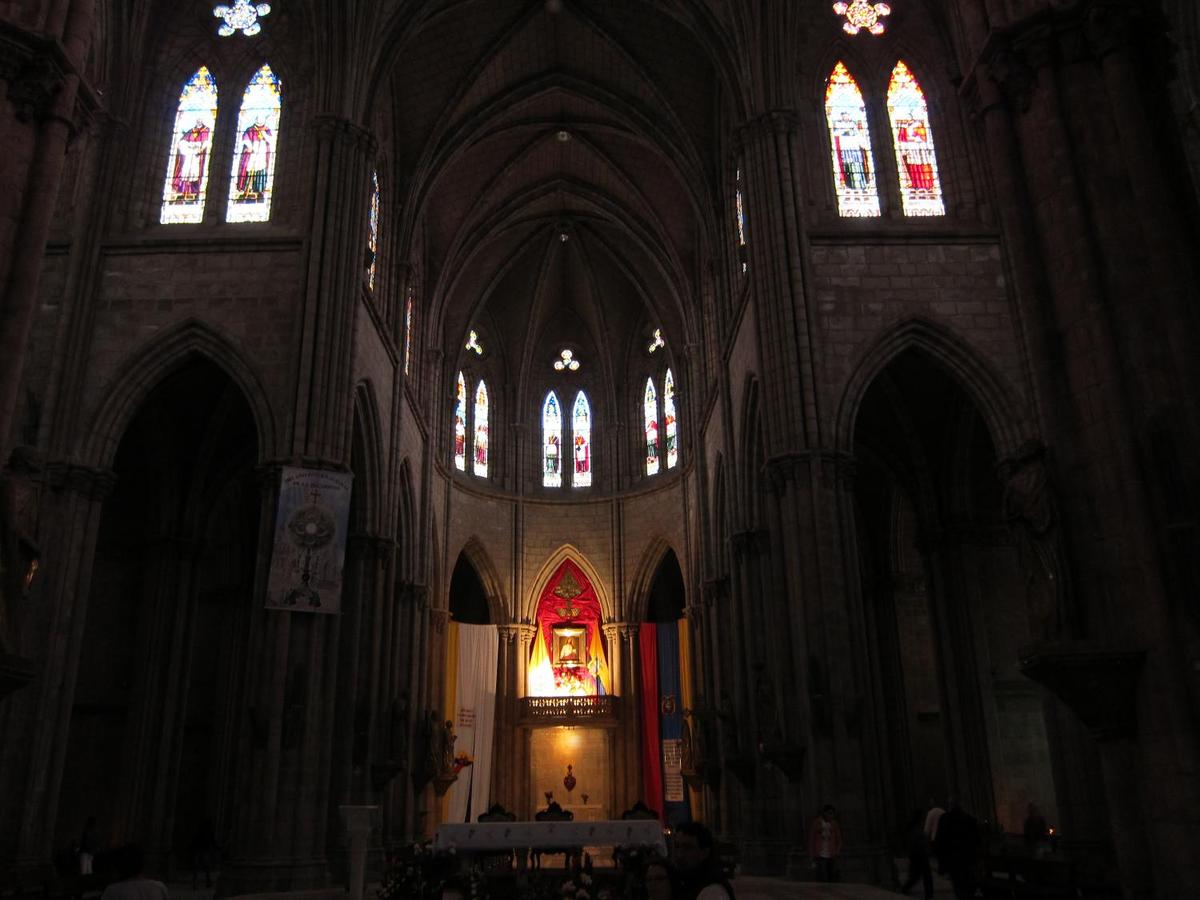 Inside the Basilica del Voto Nacional (Basilica of the National Vow).