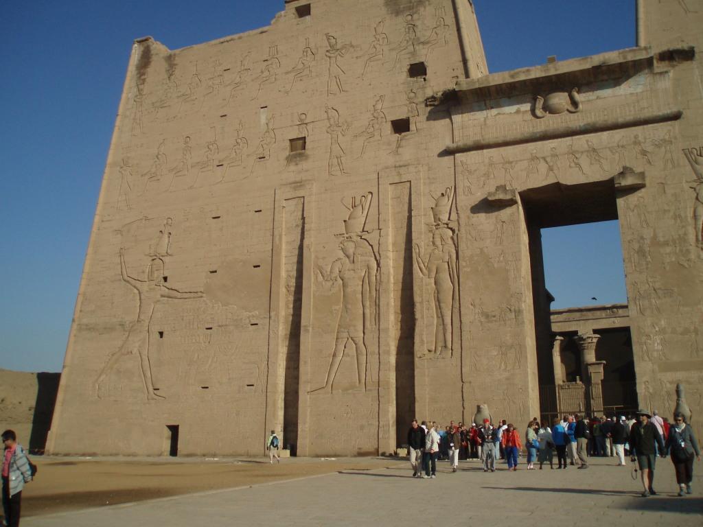 Left pylon of the Temple of Horus at Edfu.
