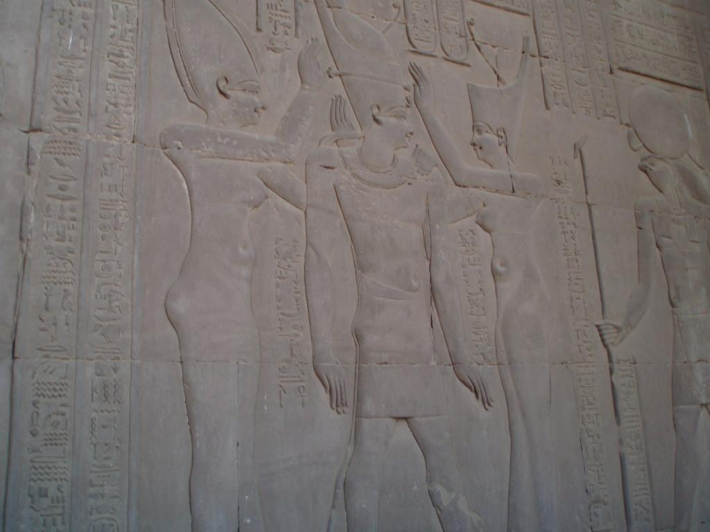 Relief at the Temple of Haroeris and Sobek at Kom Ombo showing Haroeris being crowned by gods.