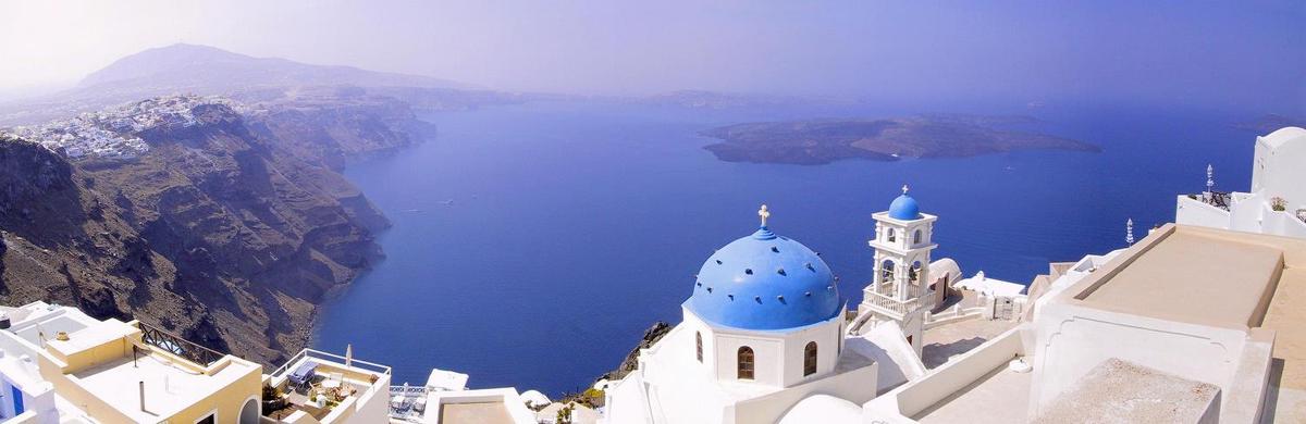 Located 200 km (120 mi) southeast of the mainland, the island of Santorini surrounds a sunken caldera formed by a volcanic explosion that occurred about 1630 B.C. The eruption destroyed and buried Akrotiri, a large Bronze Age Minoan seaport on the island. Excavations begun in 1967 are ongoing.